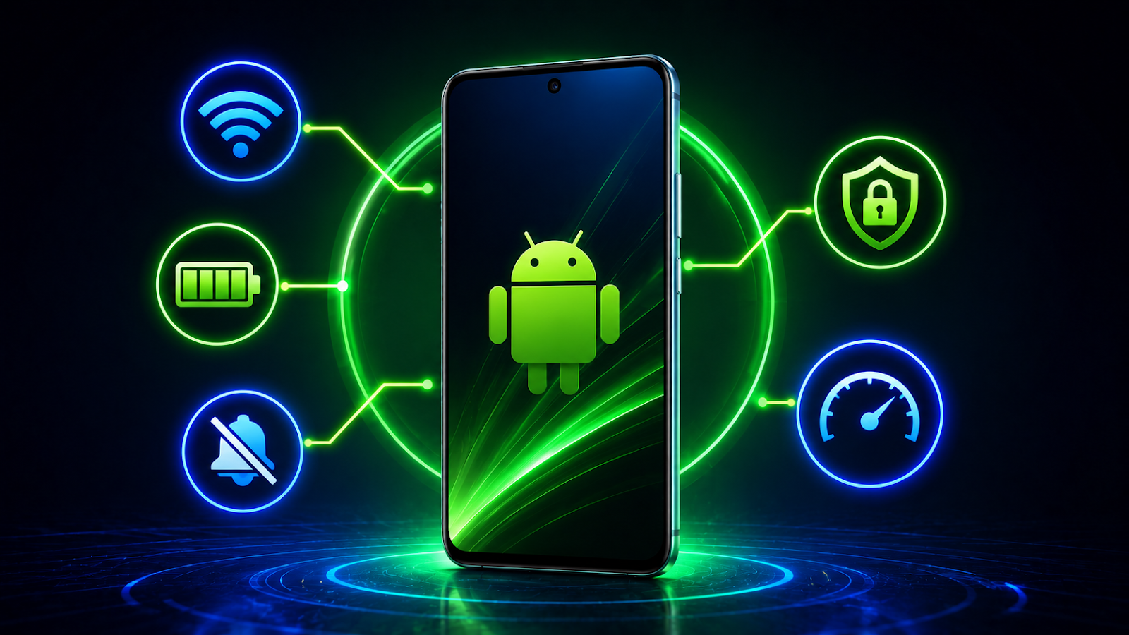 Smartphone Android exibindo configurações de desempenho e otimização para aumentar a velocidade do sistema.